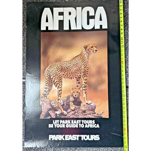 Large Africa Travel Poster Vintage Safari Cheetah Cub 36" x 24" Park East Tours